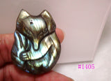 Labradorite Carved Fox Pendant for Women