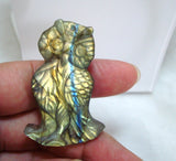 Labradorite Carved Owl Pendant