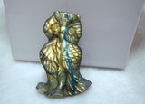 Labradorite Carved Owl Pendant