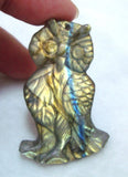 Labradorite Carved Owl Pendant