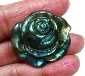 Labradorite Carved Rose Pendant for Jewelry