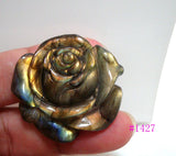 Labradorite Carved Rose Pendant for Women Men