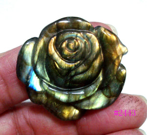 Labradorite Carved Rose Pendant for Jewelry