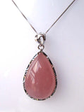 Rose Quartz Teardrop Silver Pendant