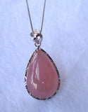 Rose Quartz Teardrop Silver Pendant