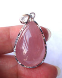 Rose Quartz Teardrop Silver Pendant