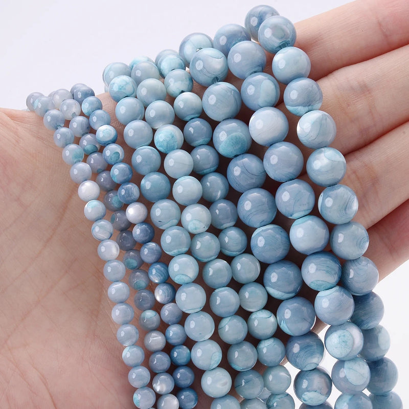 Natural Stone Bead Shell Mother of Pearl Round Bulk Spacer Bead 4-8mm