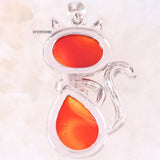 Red Carnelian Cat Shape Pendant Necklace for Girls Women Jewelry Gift