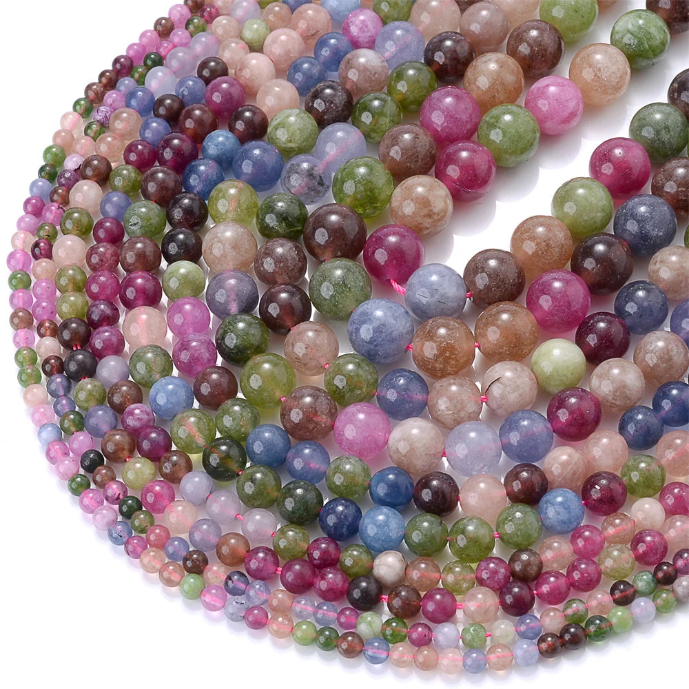 Tourmaline Bead Crystals Round Spacer Beads for Jewelry Making DIY
