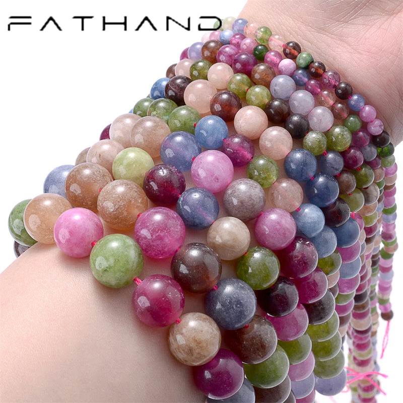 Tourmaline Bead Crystals Round Spacer Beads for Jewelry Making DIY