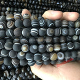 Natural Stone Frosted Round Coffee Stripe Eye Agat Beads 6-12MM