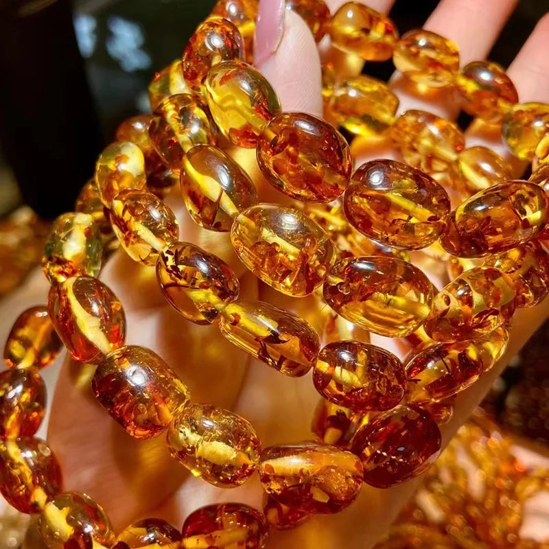 Piebald Amber Rock Stone Beads Bracelet for Jewelry Making
