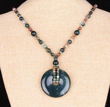 Aquatic Agate Necklace Large Safety Buckle Men Women