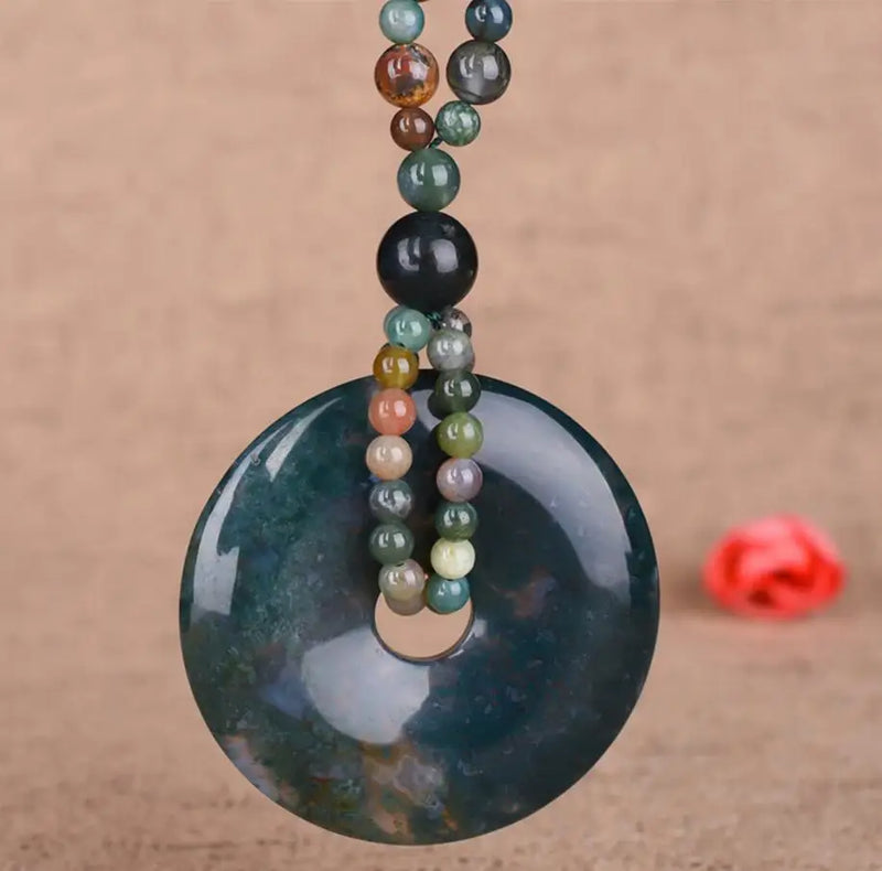 Aquatic Agate Necklace Large Safety Buckle Men Women