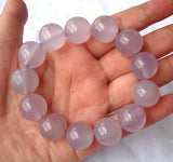 Purple Chalcedony Round Beads Bracelet Natural Light Women Man Jewelry
