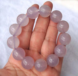 Purple Chalcedony Round Beads Bracelet Natural Light Women Man Jewelry