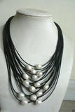 Baroque Pearl Multi-Strand Leather Necklace