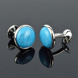 Round Natual Stone Copper Cufflinks Wholesale&retail