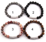 8mm Stone Bead CZ Pave Bar Bracelet
