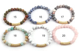 8mm Stone Bead CZ Pave Bar Bracelet