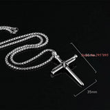 Stainless Steel Cross Pendant Necklace Mens Vintage Accessories