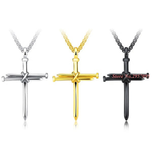 Stainless Steel Cross Pendant Necklace Mens Vintage Accessories
