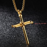 Stainless Steel Cross Pendant Necklace Mens Vintage Accessories