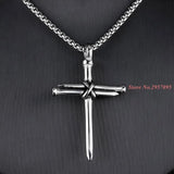Stainless Steel Cross Pendant Necklace Mens Vintage Accessories