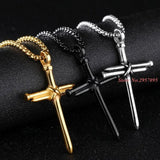 Stainless Steel Cross Pendant Necklace Mens Vintage Accessories