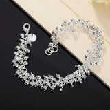 Sterling Silver Bead Chain Bracelet for Women Charm Wedding Party Gift