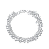Sterling Silver Bead Chain Bracelet for Women Charm Wedding Party Gift