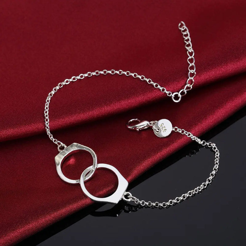 S925 Silver Handcuff Bracelet Women Wedding Party Gift