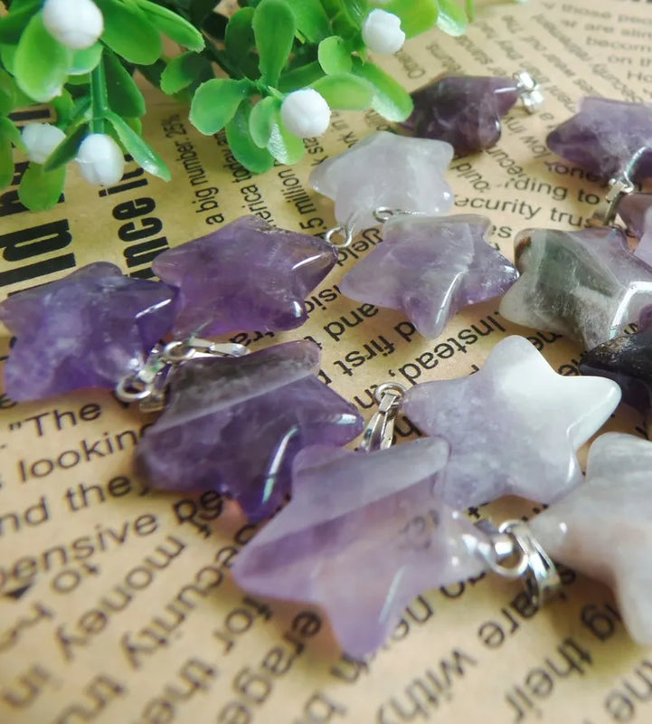 Amethyst Crystal Starfish Necklace Pendant Lot
