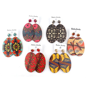 African Pattern Crystal Stud Earrings - Mixed Colors