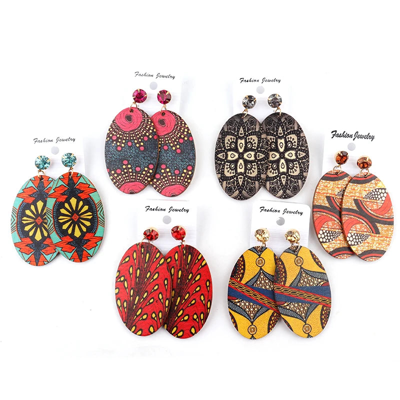 African Pattern Crystal Stud Earrings - Mixed Colors