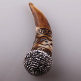 Ox Horn Pendant Crystal Rhinestone Charm Jewelry