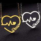 Personalized Heart Beat Necklace with Year Date Name Pendant