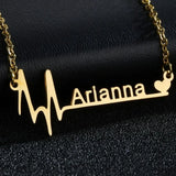 Personalized Heart Beat Necklace with Year Date Name Pendant