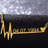 Personalized Heart Beat Necklace with Year Date Name Pendant