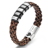 Customized Leather Bracelet with Family Name Beads Bangle