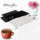 Portable Jewelry Storage Roll Up Bag 96 Hooks Necklace Chain Organizer