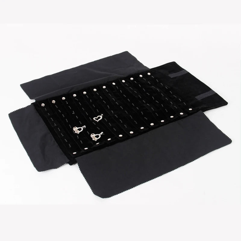 Portable Jewelry Storage Roll Up Bag 96 Hooks Necklace Chain Organizer