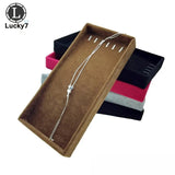 Portable Velvet Jewelry Necklace Display Tray Pendant Chain Storage Box
