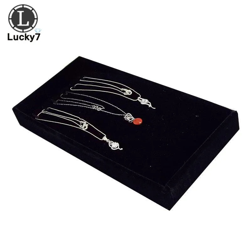 Portable Velvet Jewelry Necklace Display Tray Pendant Chain Storage Box