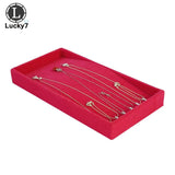 Portable Velvet Jewelry Necklace Display Tray Pendant Chain Storage Box