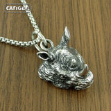 Punk 316 Stainless Steel Rhinoceros Head Pendant Necklace