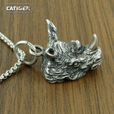 Punk 316 Stainless Steel Rhinoceros Head Pendant Necklace