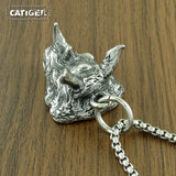 Punk 316 Stainless Steel Rhinoceros Head Pendant Necklace