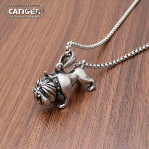 Punk Stainless Steel Love Pet Dog Shar Pei Pendant Necklace