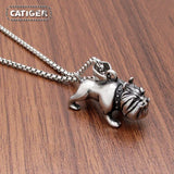 Punk Stainless Steel Love Pet Dog Shar Pei Pendant Necklace